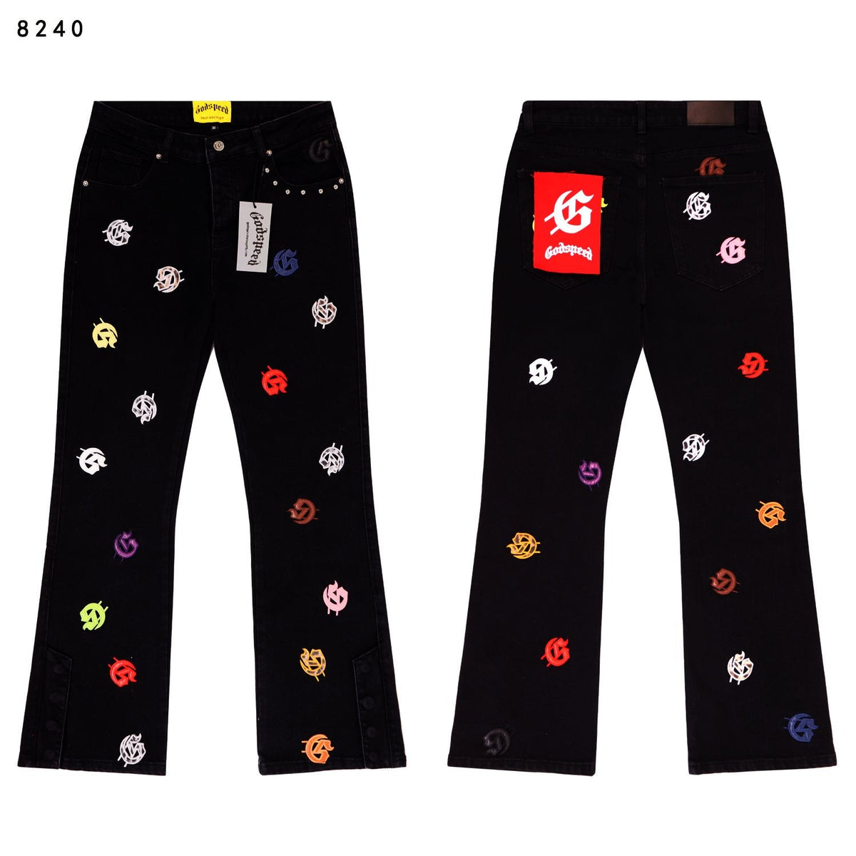 Godspeed Embroidered Flared Jeans