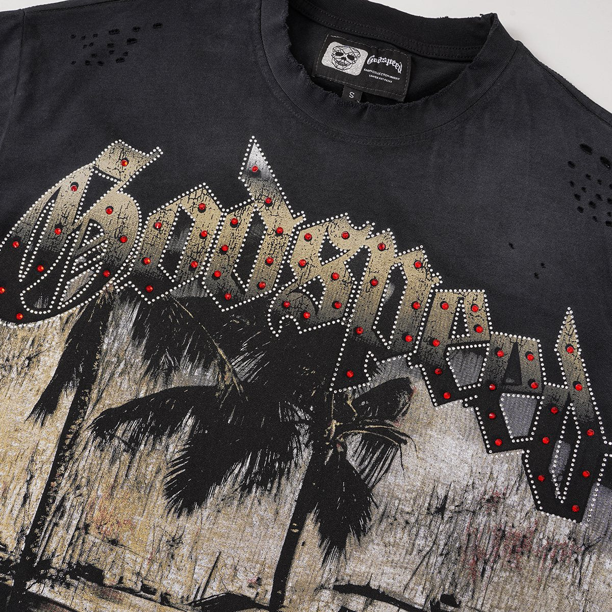 Godspeed Rhinestone Car Graphic T-Shirt